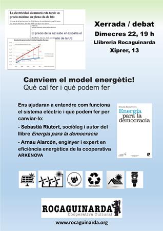 Xerrada/ Debat a propòsit del llibre "Energía para la democracia" | Cooperativa Cultural Rocaguinarda