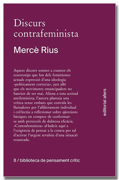 DISCURS CONTRAFEMINISTA | 9788418618758 | RIUS SANTAMARIA, MERCÈ | Cooperativa Cultural Rocaguinarda