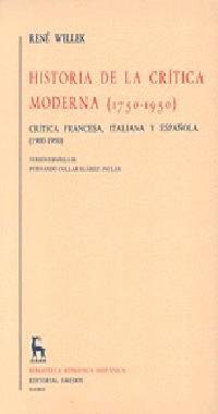 HISTORIA DE LA CRITICA MODERNA (1750-1950), VOL 1 | 9788424900335 | WELLEK, RENE | Cooperativa Cultural Rocaguinarda