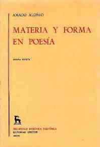 MATERIA Y FORMA EN POESIA | 9788424901370 | ALONSO, A. | Cooperativa Cultural Rocaguinarda